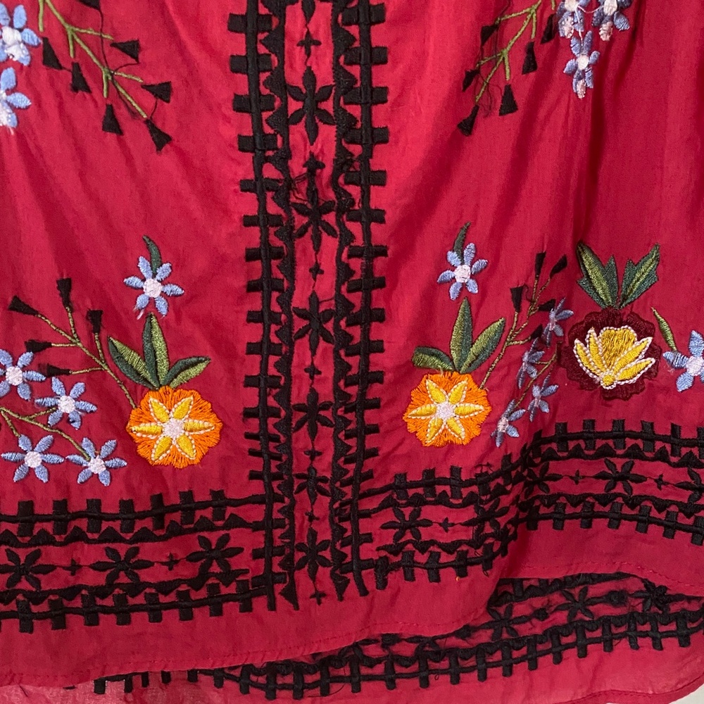 Boho Embroidered Top - red - Picture 3 of 5
